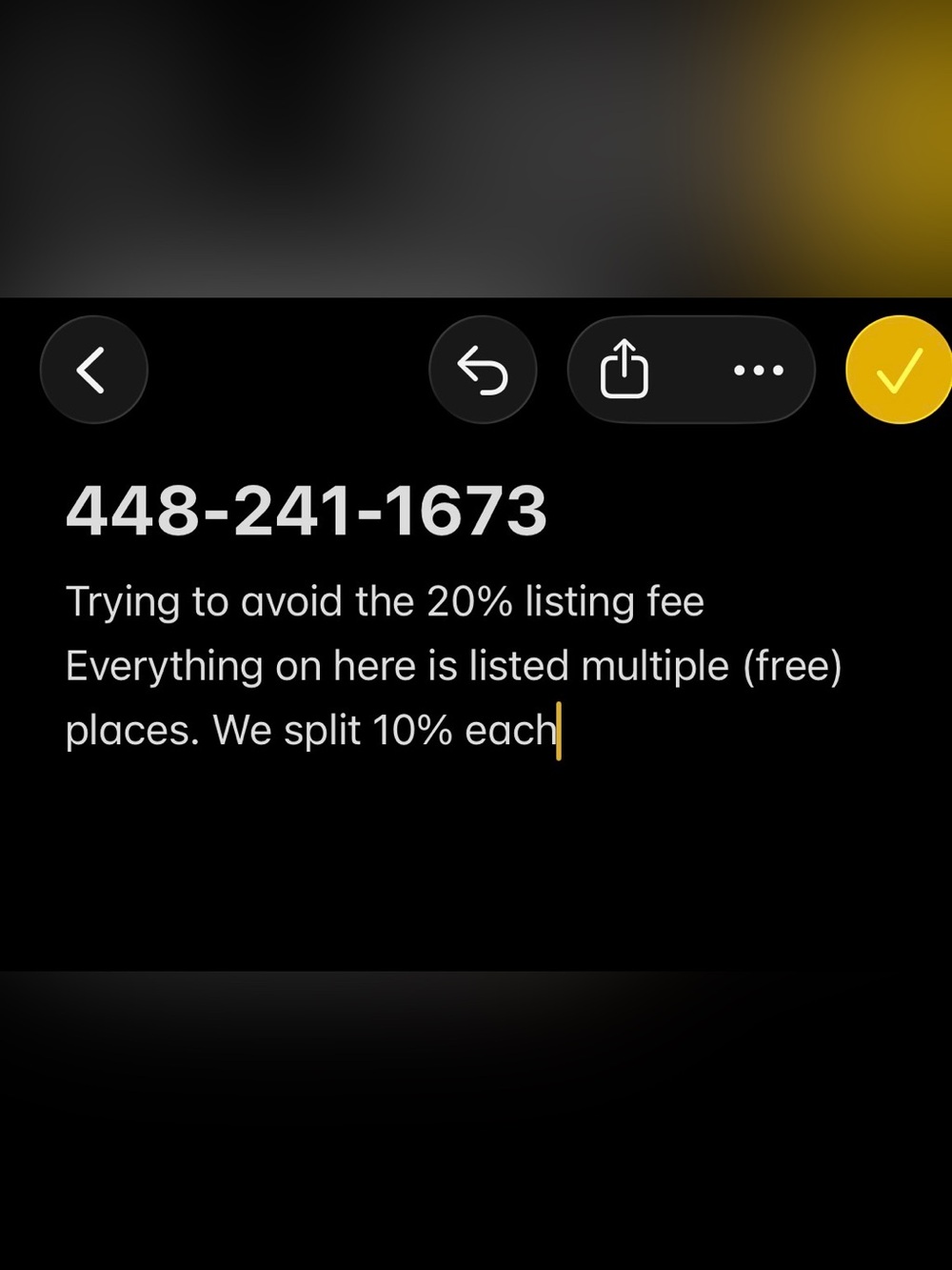 Black Text Screenshot